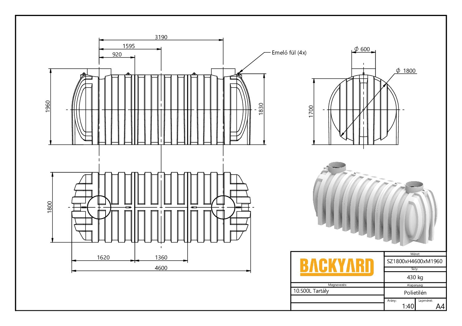 Esővízgyűjtő tartály és szennyvíztartály 10,5 m3 BACKYARD LEEGO - Image 4