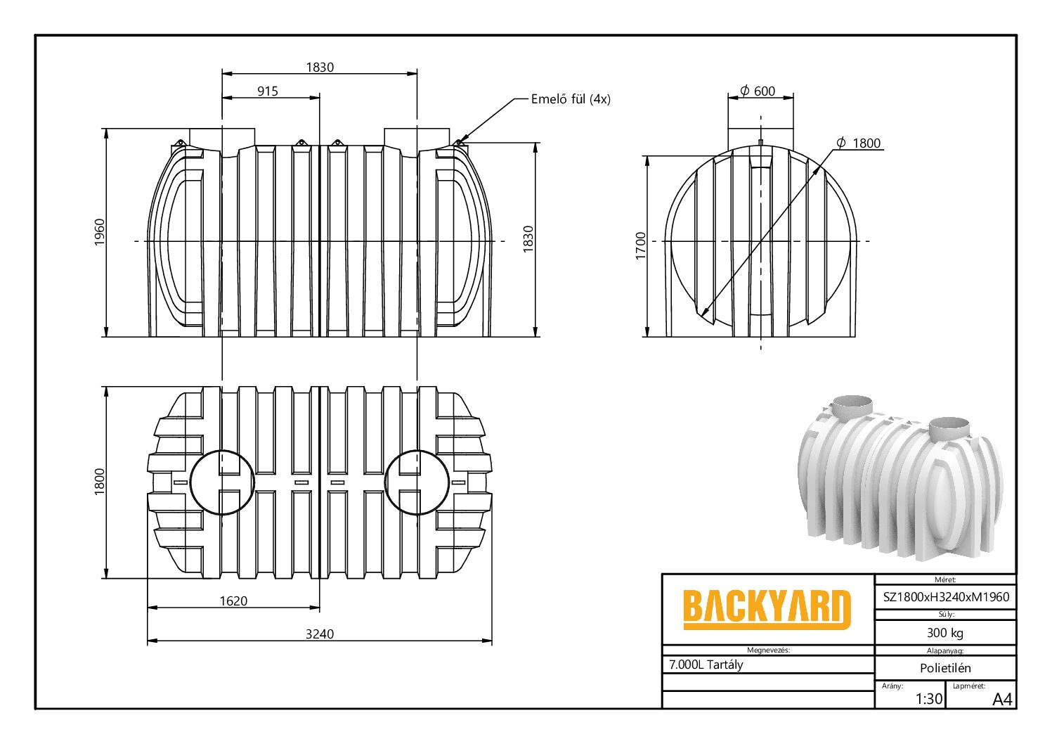 Esővízgyűjtő tartály és szennyvíztartály 7 m3 BACKYARD LEEGO - Image 4